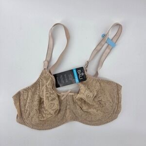 Bali Smoothing Underwire Bra 36C Nude Floral Lace Unlined 3432 Feminine Classic
